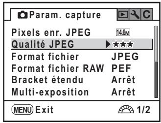 PENTAX K20D - Choisissez un élément à l'aide du bouton de navigation (▲▼). - 1