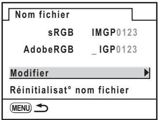 PENTAX K20D - Réglage du nom de fichier - 1