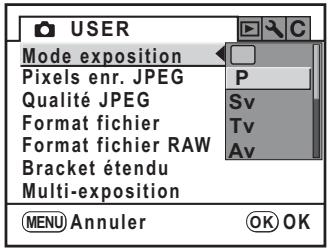 PENTAX K20D - Modification des réglages en mode USER - 1