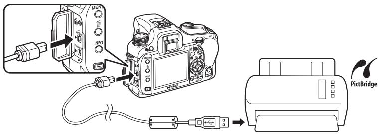 PENTAX K20D - Connexion de l'appareil à l'imprimante - 1