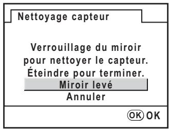PENTAX K20D - Utilisez le bouton de navigation (▲▼) pour sélectionner [Miroir levé]. - 1