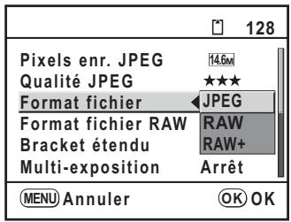 PENTAX K20D - Définition du format de fichier - 1