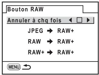 PENTAX K20D - Réglage de la fonction du bouton RAW - 1