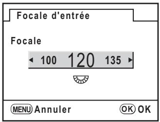 PENTAX K20D - Utilisez le bouton de navigation (◀▶) ou la molette arrière pour régler [Focale]. - 1