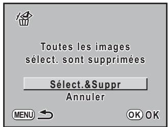 PENTAX K20D - Utilisez le bouton de navigation (▲▼) pour sélectionner [Sélect.&amp;Suppr]. - 1