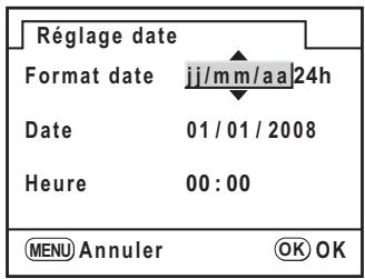 PENTAX K20D - Changement de la date et de l'heure et du style d'affichage - 1