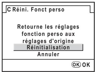 PENTAX K20D - Réinitialisation du menu des fonctions personnalisées - 1