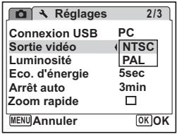 PENTAX OPTIO V20 - Changement du système de sortie vidéo - 1