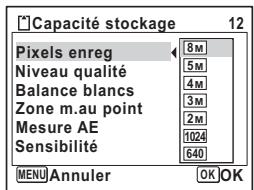 PENTAX OPTIO V20 - Sélection des pixels enregistrés - 1