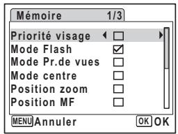PENTAX OPTIO V20 - Sauvegarde des réglages (Mémoire) - 2