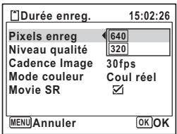 PENTAX OPTIO V20 - Sélection des pixels enregistrés pour les séquences vidéo - 1