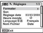 PENTAX OPTIO V20 - Réglage à l'aide des menus - 5