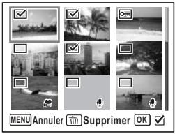 PENTAX OPTIO V20 - Suppression des images et des fichiers son sélectionnés (à partir de l'affichage neuf imagettes) - 3