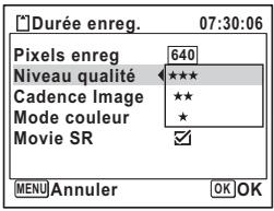PENTAX OPTIO V20 - Sélection du niveau de qualité des séquences vidéo - 1