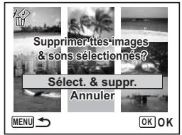 PENTAX OPTIO V20 - Suppression des images et des fichiers son sélectionnés (à partir de l'affichage neuf imagettes) - 4