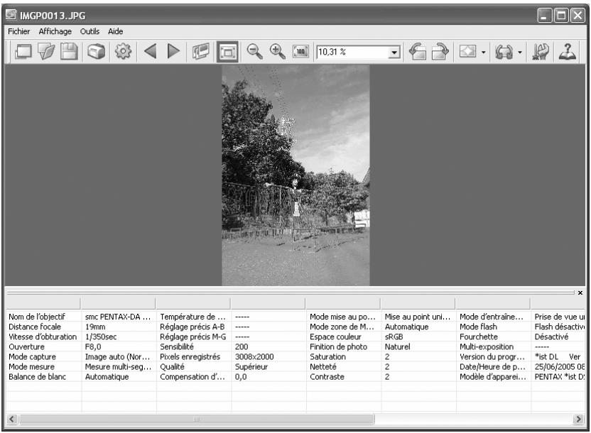 PENTAX PHOTO BROWSER 2.1 - Pour ce faire, sélectionnez [Orienter l'aperçu (à droite 90°)] ou [Orienter l'aperçu (à gauche 90°)] dans le menu [Affichage] de la fenêtre d'image principale. - 1