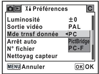 PENTAX PHOTO BROWSER 2.1 - Utilisez le bouton de navigation (▲▼) pour sélectionner [PC]. - 1