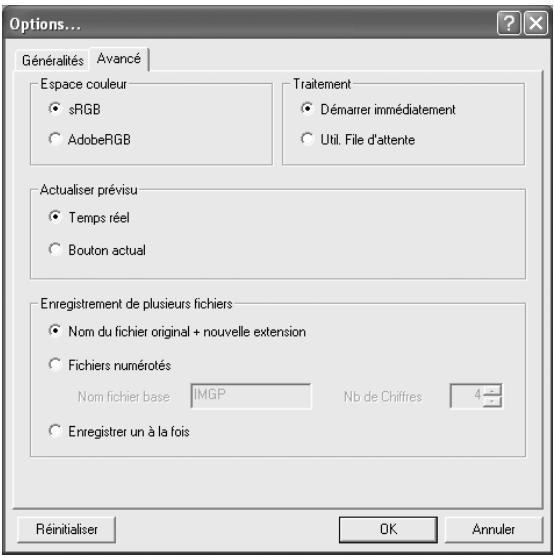 PENTAX PHOTO BROWSER 2.1 - Cliquez sur l'onglet [Avancé]. - 1