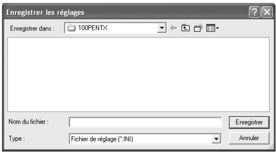 PENTAX PHOTO BROWSER 2.1 - Cliquez sur la commande [Enregistrer les réglages] dans le menu [Outils] du panneau principal ou cliquez sur l'icône. - 1