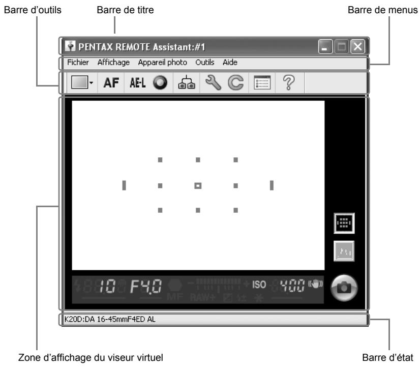 PENTAX REMOTE ASSISTANT - Agencement de la fenêtre principale - 1