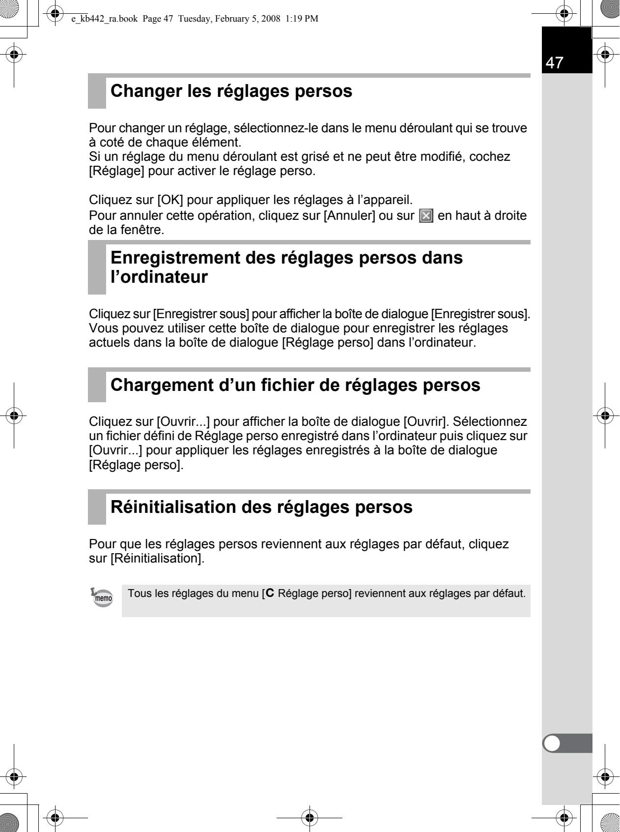 PENTAX REMOTE ASSISTANT - Réglages(persono - 2