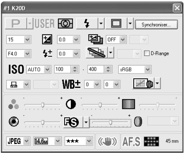 PENTAX REMOTE ASSISTANT - Affichage/masquage de la boîte de dialogue [Conditions de prise de vue] - 1