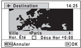 Destination 14:25 Ville Paris Hor. Été Déca Hor +0:00 MENU Annuler OK OK