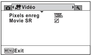 Vidéo Pixels enreg 1285 Movie SR ✓ MENU Exit