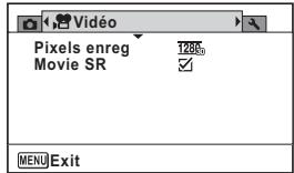 Vidéo Pixels enreg 128% Movie SR ✓ MENU Exit