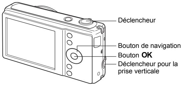 Déclencheur Bouton de navigation Bouton OK Déclencheur pour la prise verticale