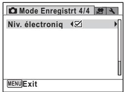 Mode Enregistrt 4/4 Niv. électroniq MENU Exit
