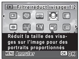Filtre réduct° visage 1/2 Reduit la taille des visages sur l'image pour des portraits proportionnés MENU Annuler OK OK