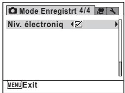 Mode Enregistrt 4/4 Niv. électroniq MENU Exit