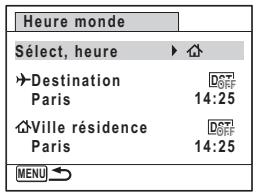 Heure monde Sélect, heure ▶ Destination Paris 14:25 Ville résidence Paris 14:25 MENU →