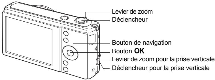Levier de zoom Déclencheur Bouton de navigation Bouton OK Levier de zoom pour la prise verticale Déclencheur pour la prise verticale