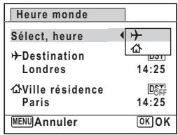 Heure monde Select, heure Destination Londres 14:25 Ville résidence Paris 14:25 MENU Annuler OK OK