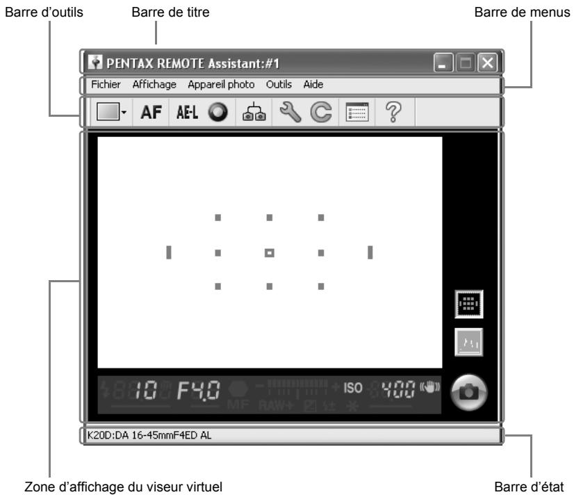 PENTAX REMOTE ASSISTANT 3 - Agencement de la fenêtre principale - 1