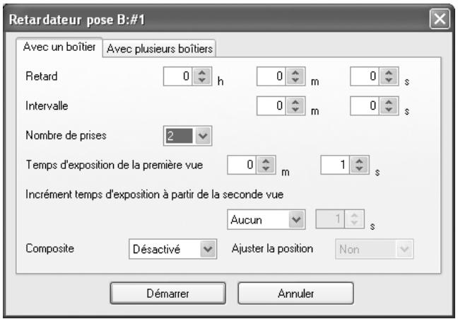 PENTAX REMOTE ASSISTANT 3 - Affichage de la boîte de dialogue [Retardateur pose B] - 1