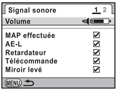 Signal sonore Volume 1 2 MAP effectuée AE-L Retardateur Télécommande Miroir levé MENU