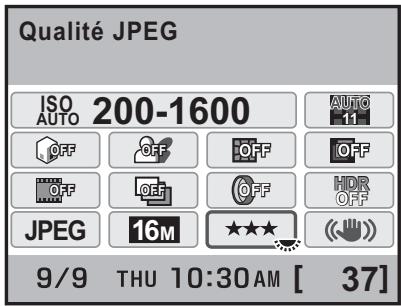Qualité JPEG ISO AUTO 200-1600 OFF OFF OFF OFF OFF OFF OFF JPEG 16M ★★★ 9/9 THU 10:30 AM [ 37]