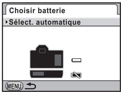 Choisir batterie ►Sélect. automatique MENU