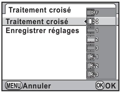 Traitement croisé OFF Traitement croisé Enregistrer réglages 1 2 3 M1 M2 M3 MENU Annuler OK OK