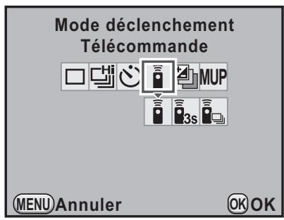 Mode déclenchement Télécommande MENU Annuler OK OK