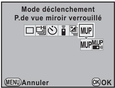 Mode déclenchement P.de vue miroir verrouillé MENU Annuler OK OK