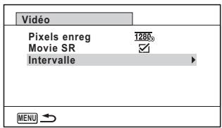 Vidéo Pixels enreg 1285 Movie SR ✓ Intervalle ► MENU →