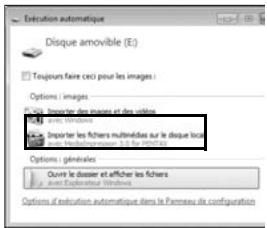 Étubation automatique Disque amovible (E:) Toujours faire ceci pour les images : Options : Images Importer des images et des vîdues import Windows Importer les fichers multimédas sur le disque local en Recherche de l'Office (R) de PNETACH Options : générales Ouivre le dossier et afficher les fichers import Environnement Windows Options d'éducation automatique dans le Panneau de configuration