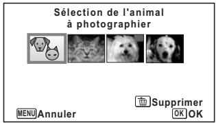 Sélection de l'animal à photographier MENU Annuler Supprimer OK OK