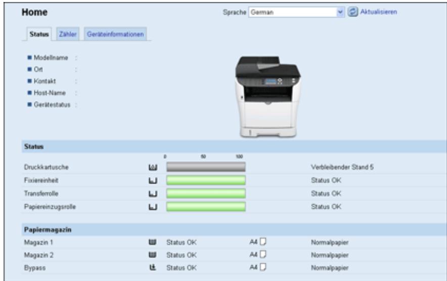 RICOH AFICIO SP3510SF - Überprüfen der Statusinformationen - 1