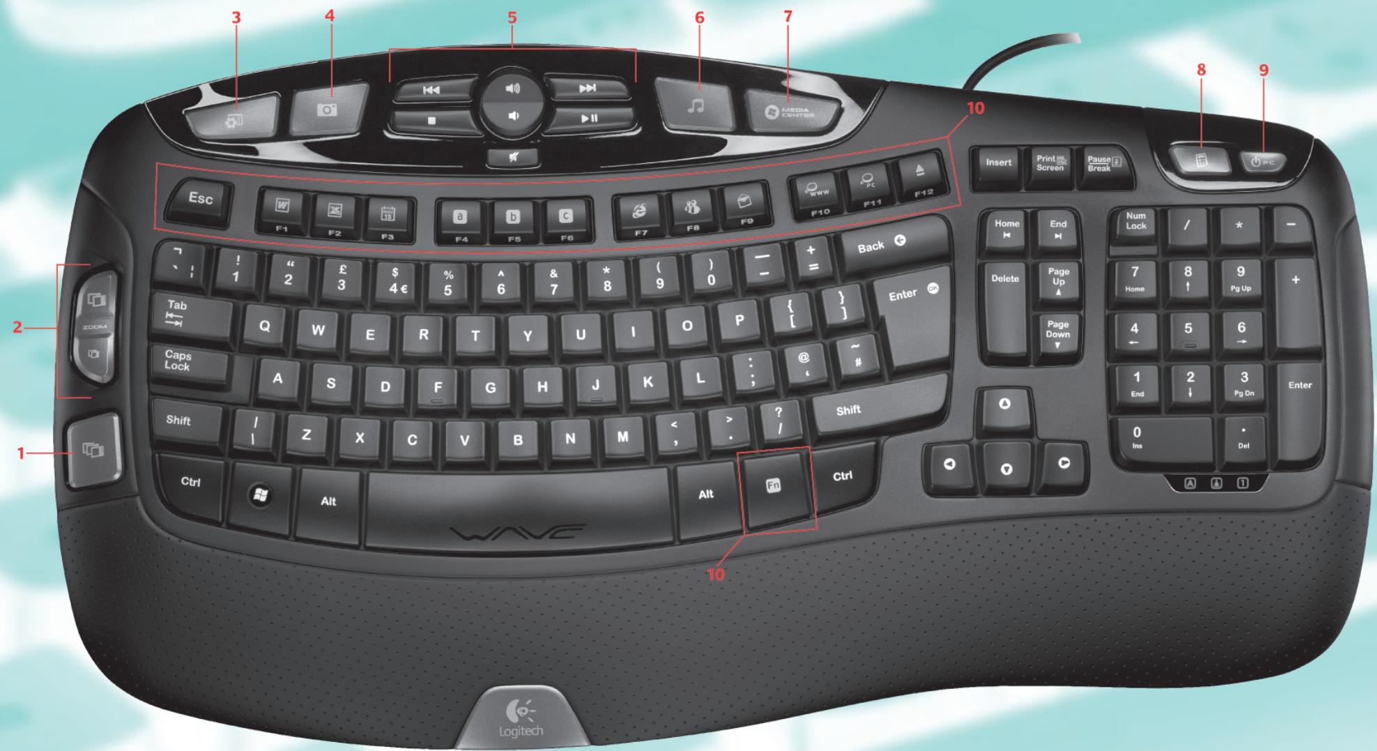 LOGITECH WAVE KEYBOARD - 620-000716.002 - 1