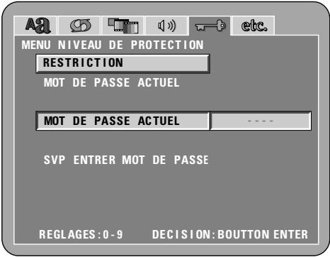 DENON DVD-A1XV - Lorsque "MENU NIVEAU DE PROTECTION" est sélectionnée - 7
